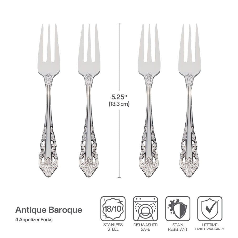 Antique Baroque Set of 4 Appetizer Forks - Image 3