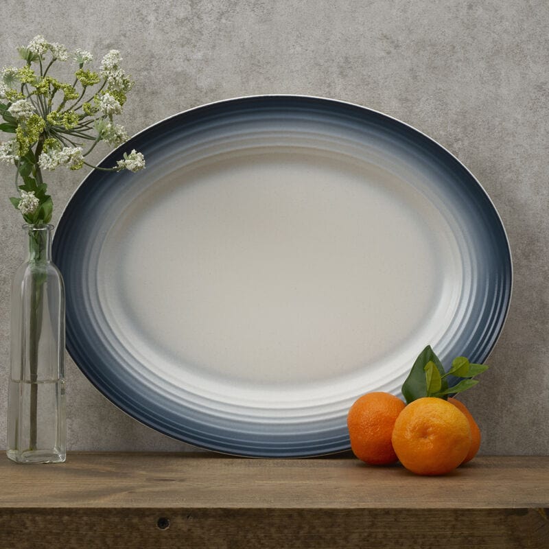 Swirl Ombre Blue Oval Platter - Image 2