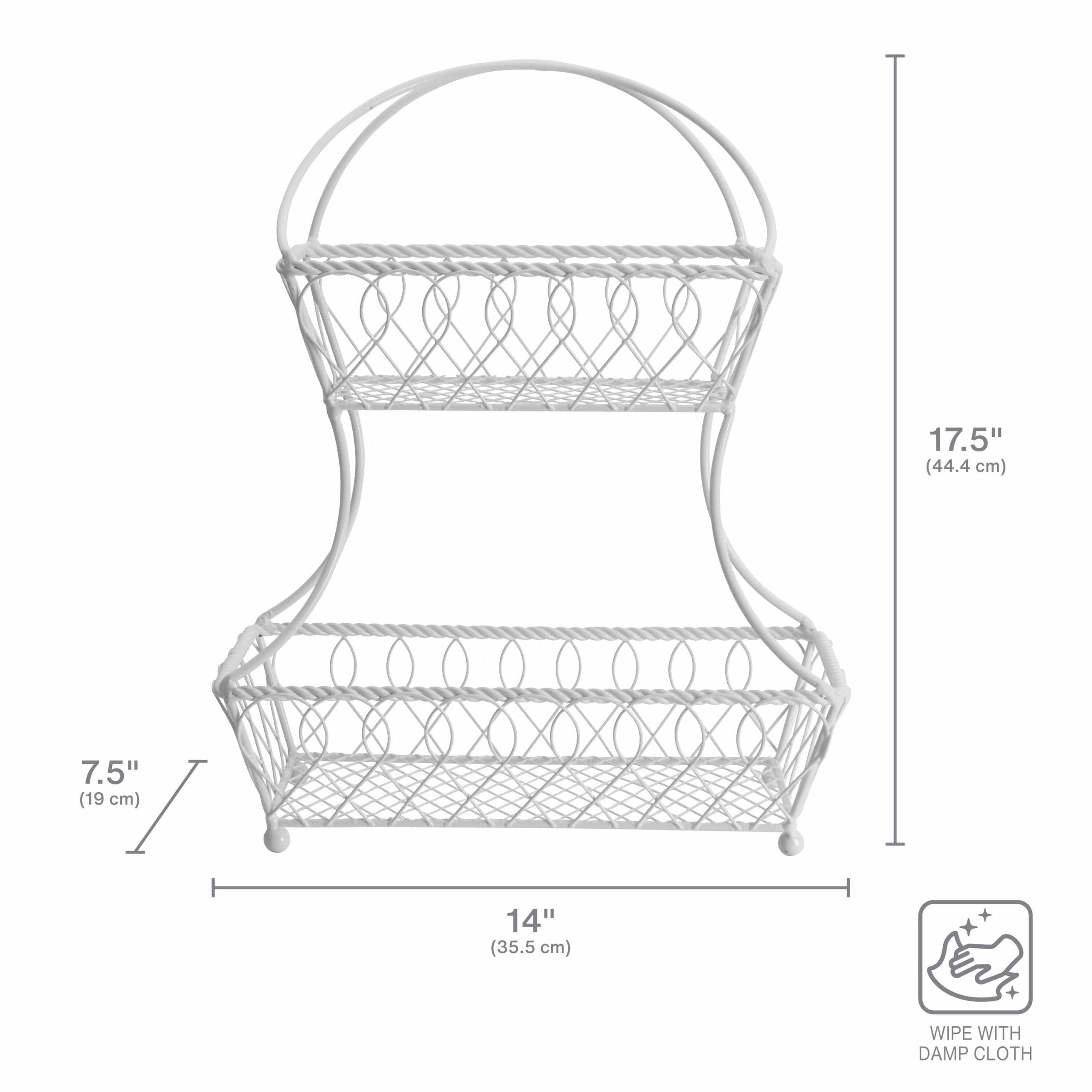 Loop and Lattice 2 Tier White Flatback Fruit Storage Basket - Image 3