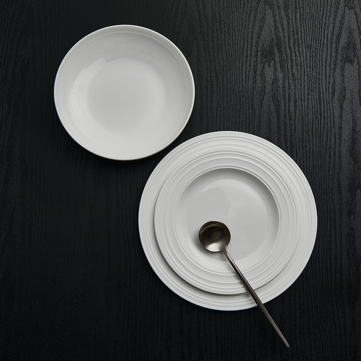 Swirl Bone 12 Piece Dinnerware Set with Pasta Bowls. Service for 4 - Image 3