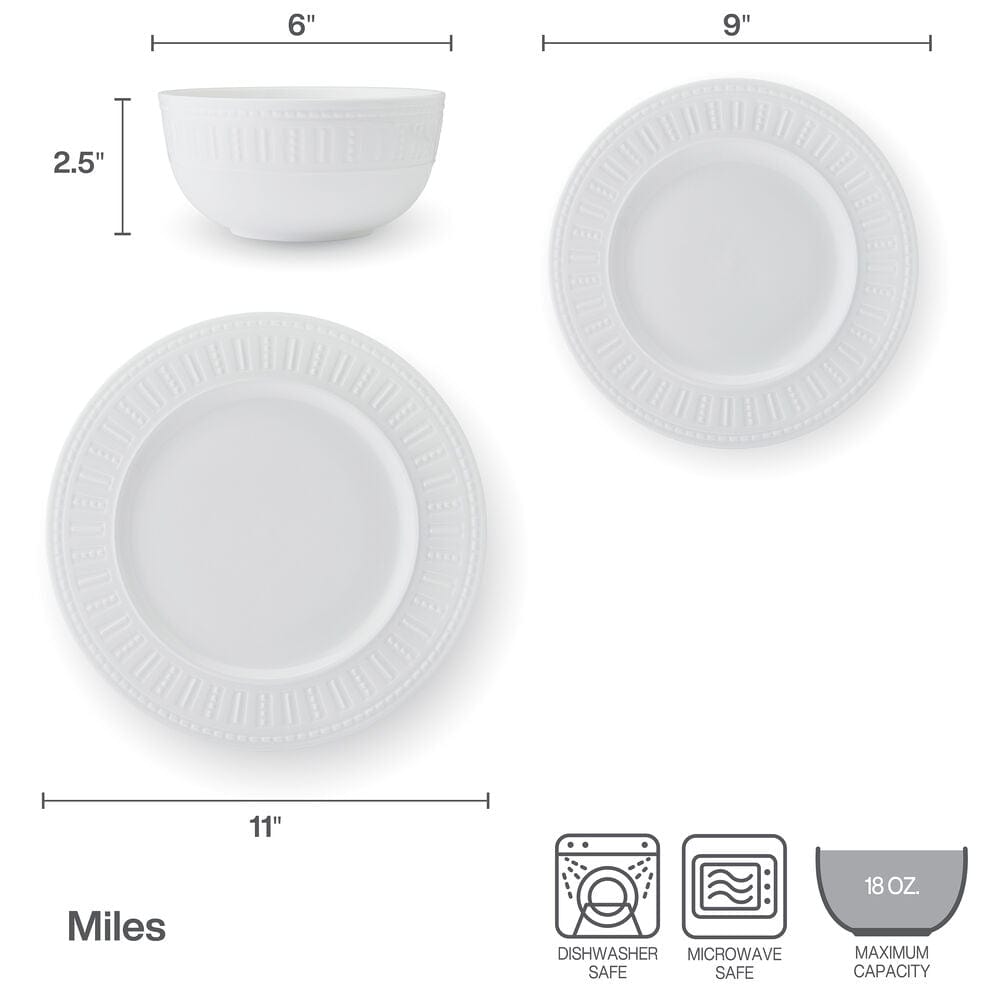 Miles 12 Piece Dinnerware Set. Service for 4 - Image 3
