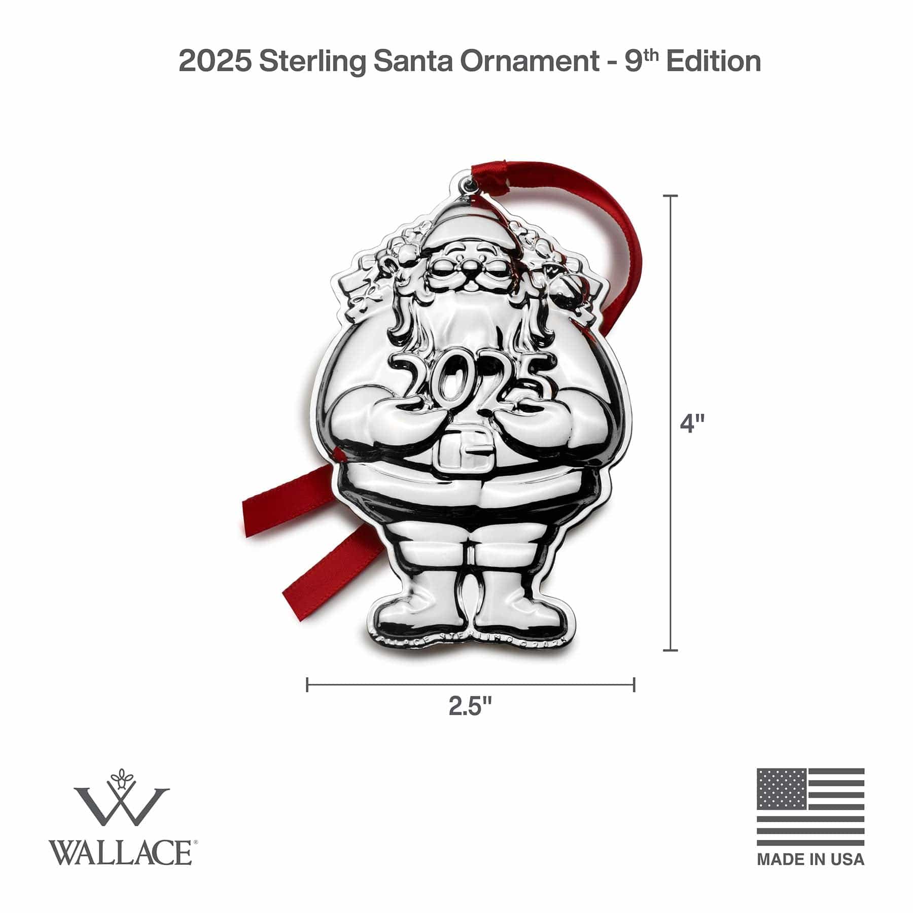 2025 Sterling Santa Ornament 9th Edition - Image 3