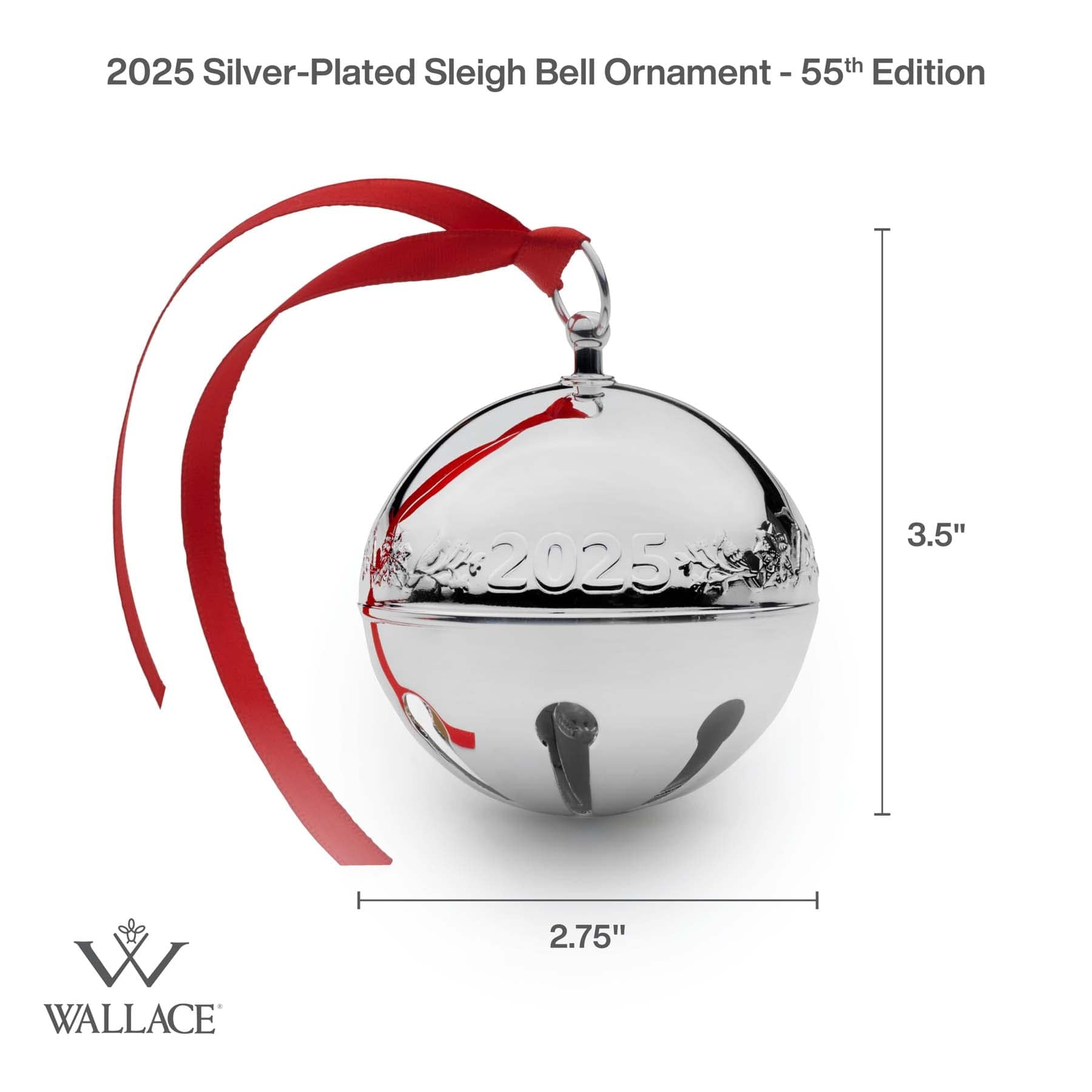 2025 Silver Plate Sleigh Bell Ornament 54th Edition - Image 3