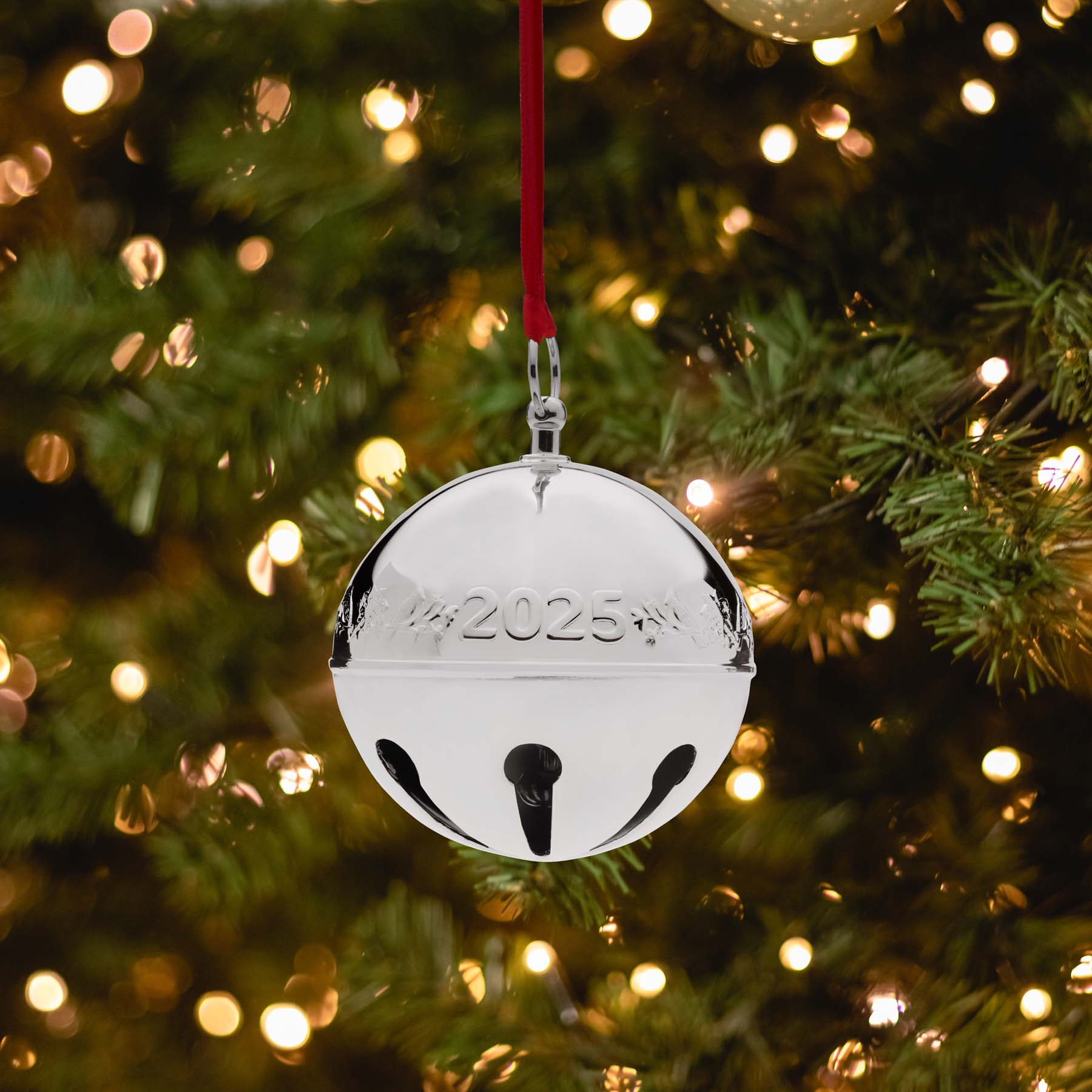 2025 Silver Plate Sleigh Bell Ornament 54th Edition - Image 2