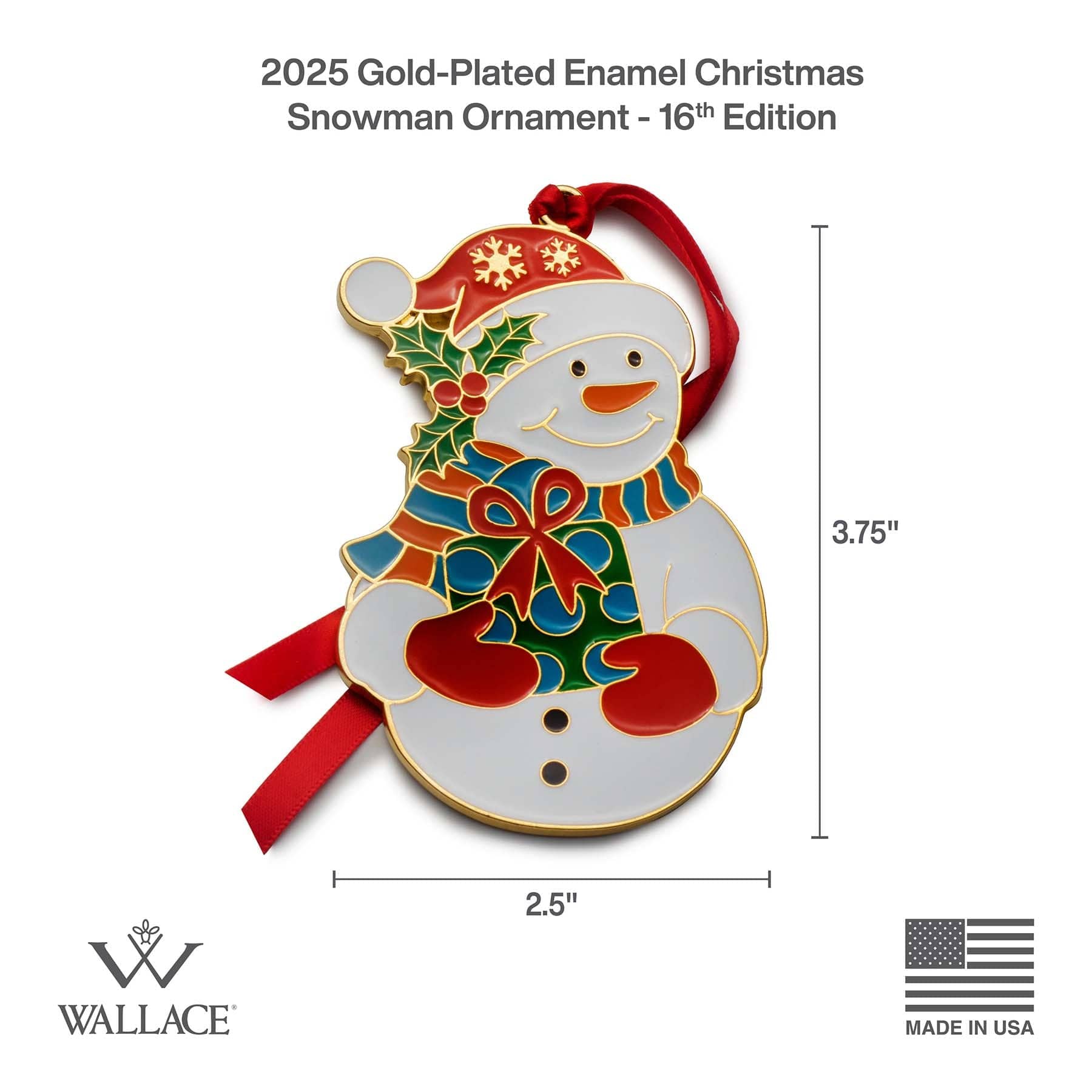 2025 Gold Plate & Enameled Wonders of Christmas Snowman 16th Edition - Image 3