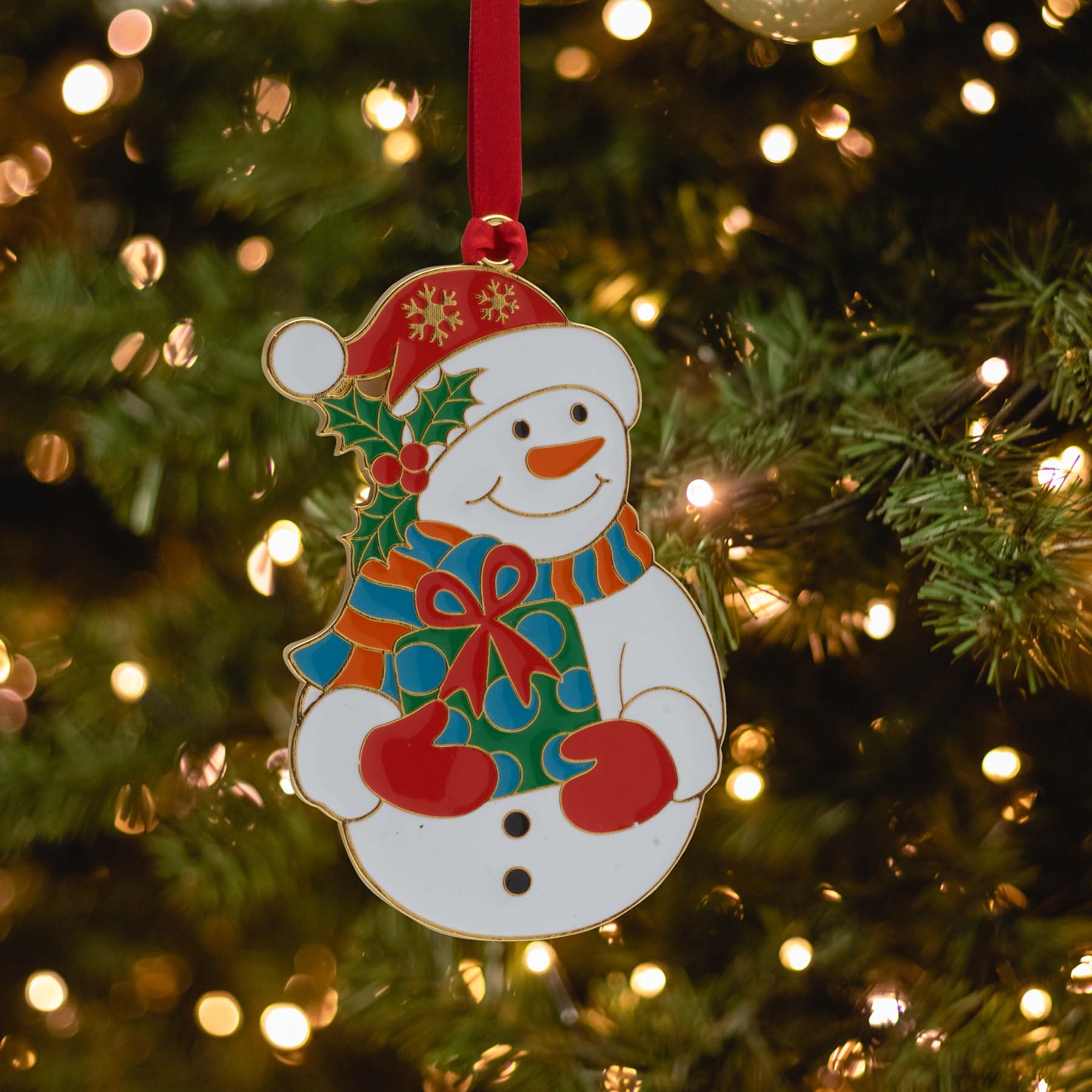 2025 Gold Plate & Enameled Wonders of Christmas Snowman 16th Edition - Image 2