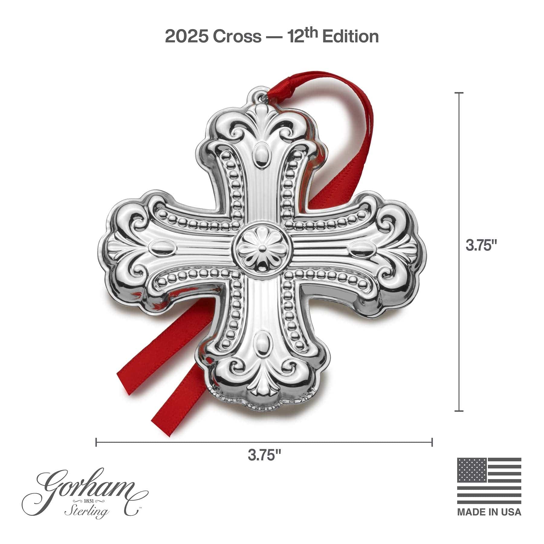 2025 Sterling Cross Ornament 12th Edition - Image 3