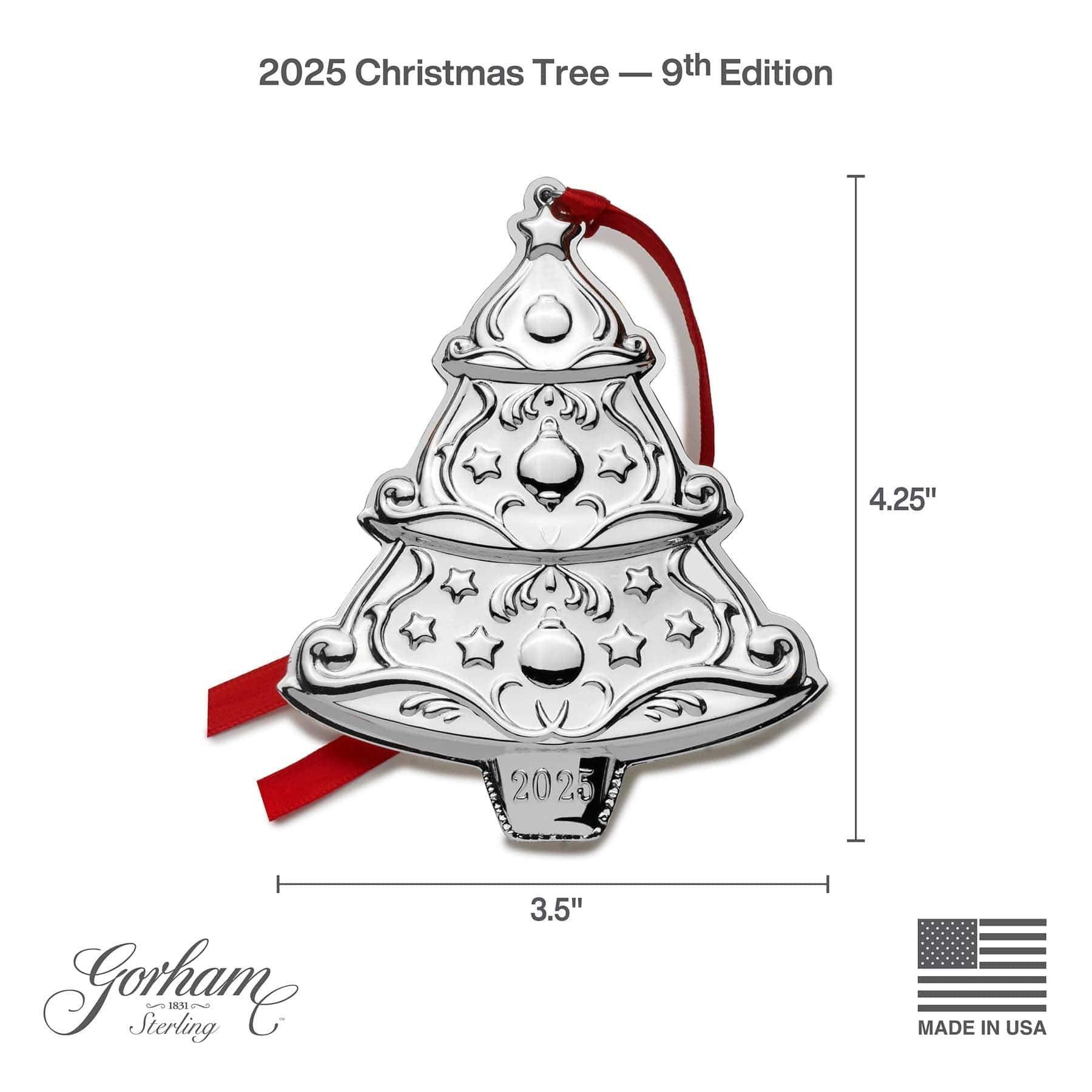 2025 Sterling Christmas Tree Ornament 9th Edition - Image 3