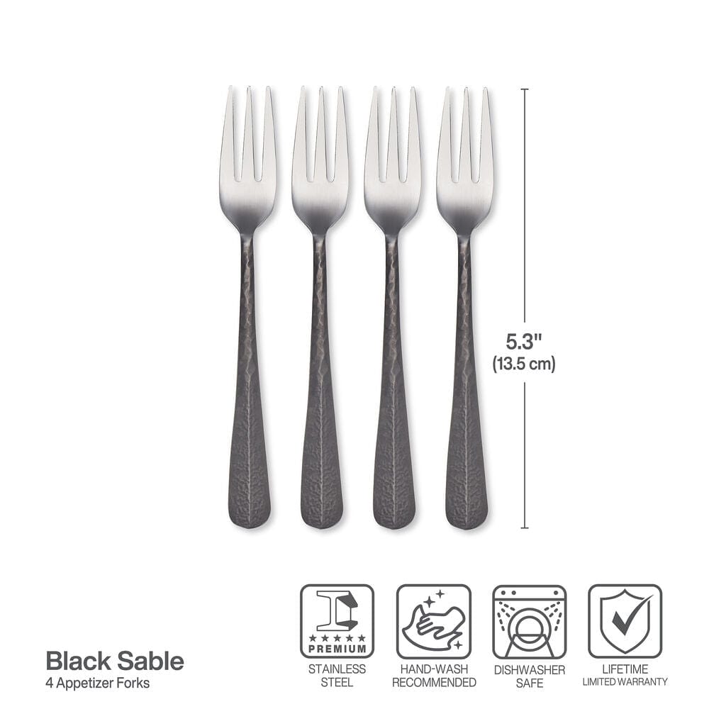Sable Black Set of 4 Appetizer Forks - Image 3