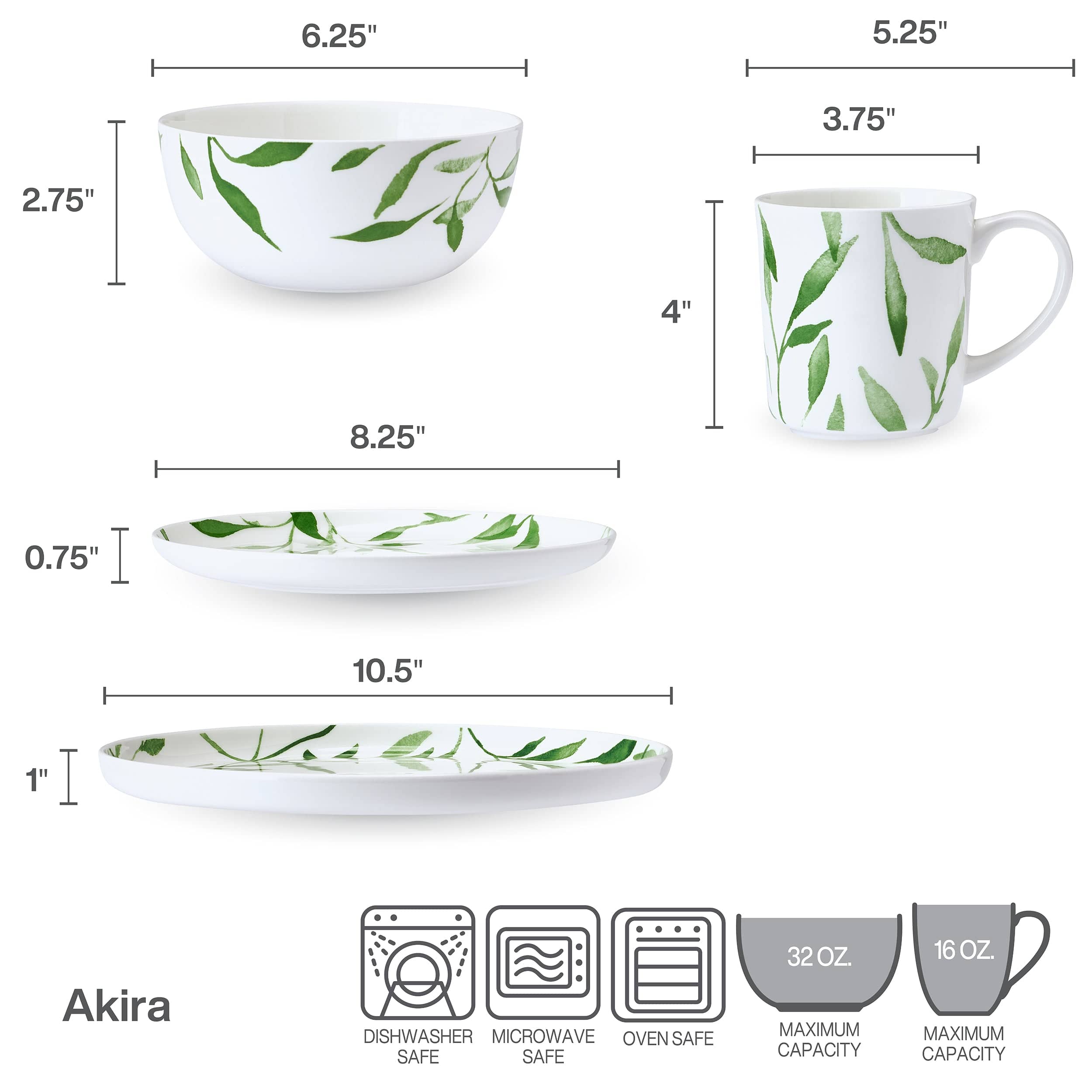 Akira Vegan Bone? 16 Piece Dinnerware Set. Service for 4 - Image 4