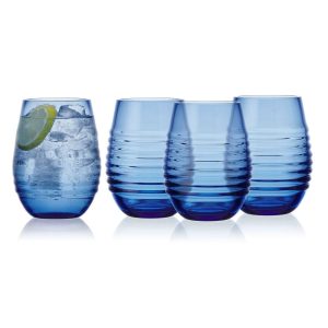 Ciara Cobalt Set of 4 Stemless Wine Glasses