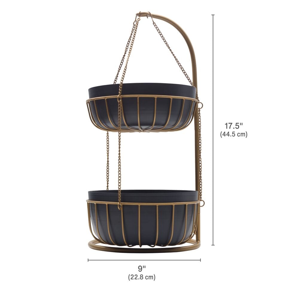 Aztec 2 Tier Hanging Storage Fruit Basket - Image 3