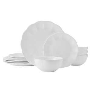 Flora Scalloped 12 Piece Dinnerware Set. Service for 4
