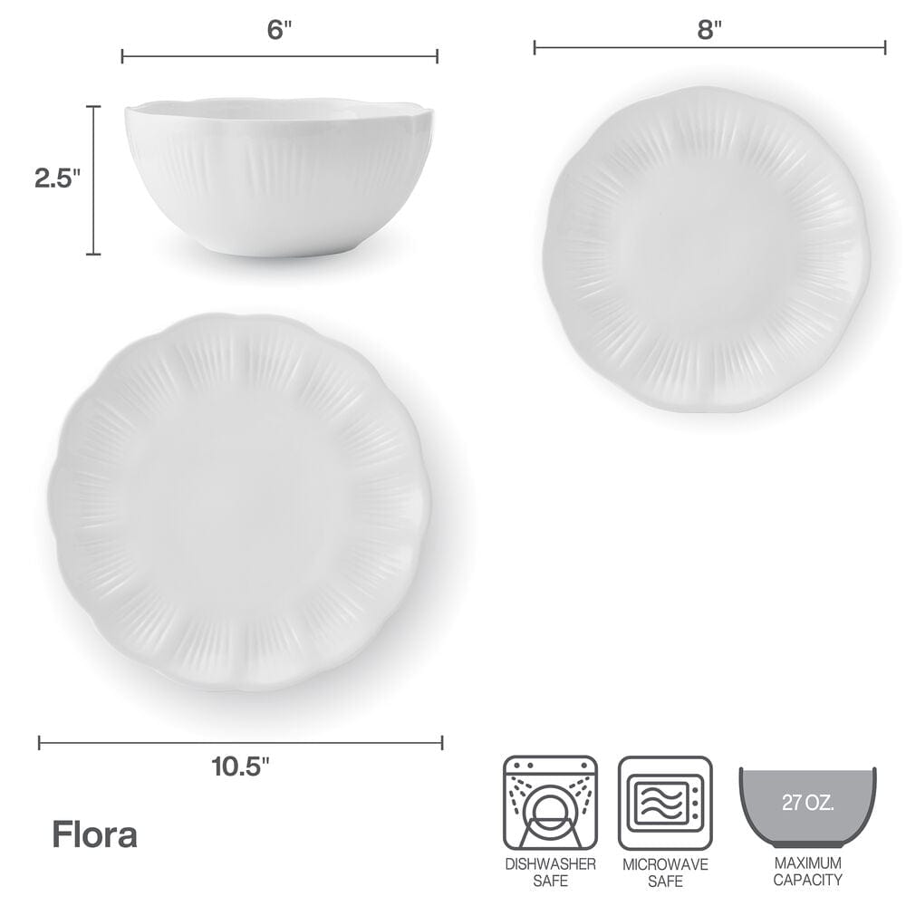 Flora Scalloped 12 Piece Dinnerware Set. Service for 4 - Image 3