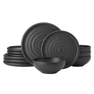 Declan Charcoal 12 Piece Dinnerware Set. Service for 4