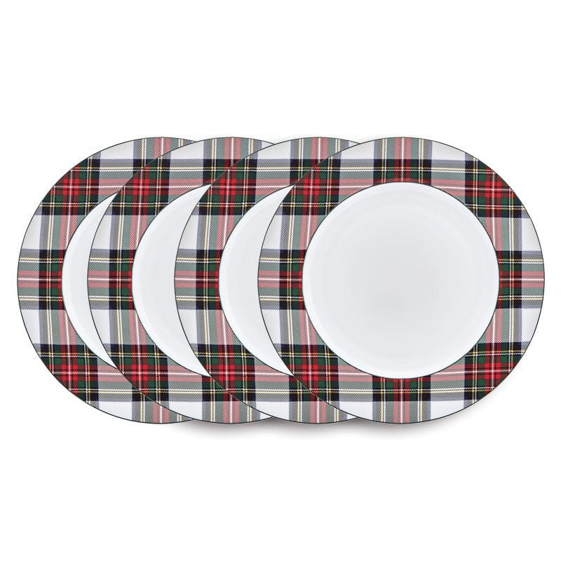Tartan White Set of 4 Dinner Plates