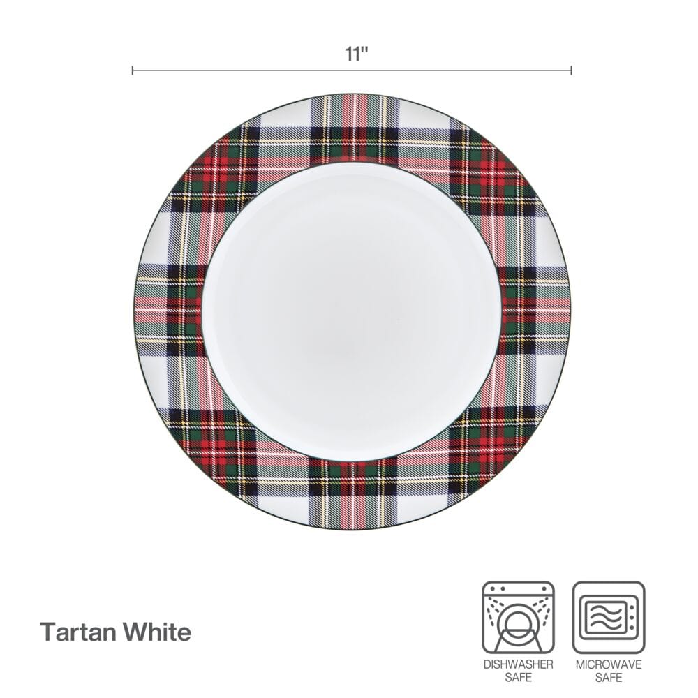 Tartan White Set of 4 Dinner Plates - Image 4