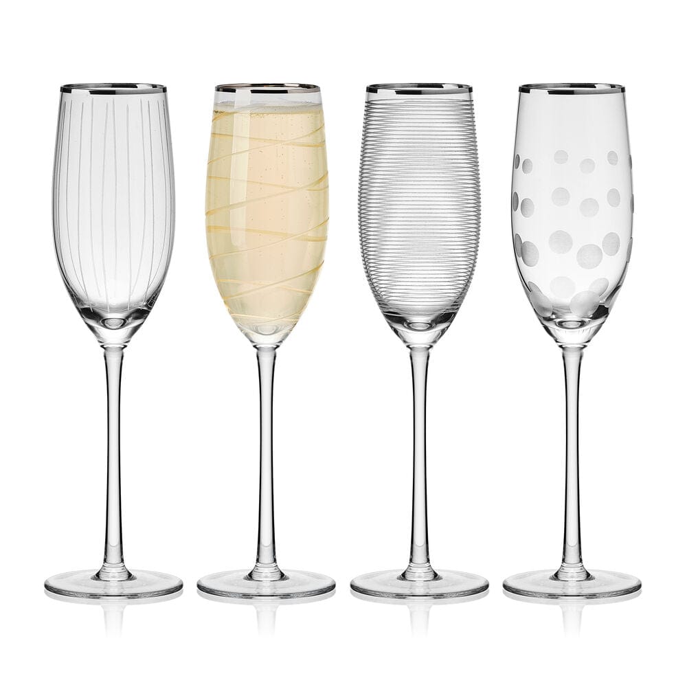 Cheers? Set of 4 Platinum Banded Flutes