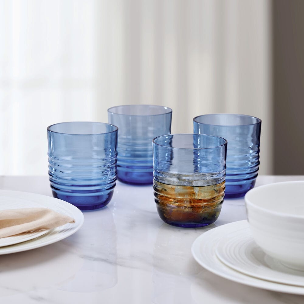 Ciara Cobalt Set of 4 Double Old Fashioned Whiskey Glasses - Image 2