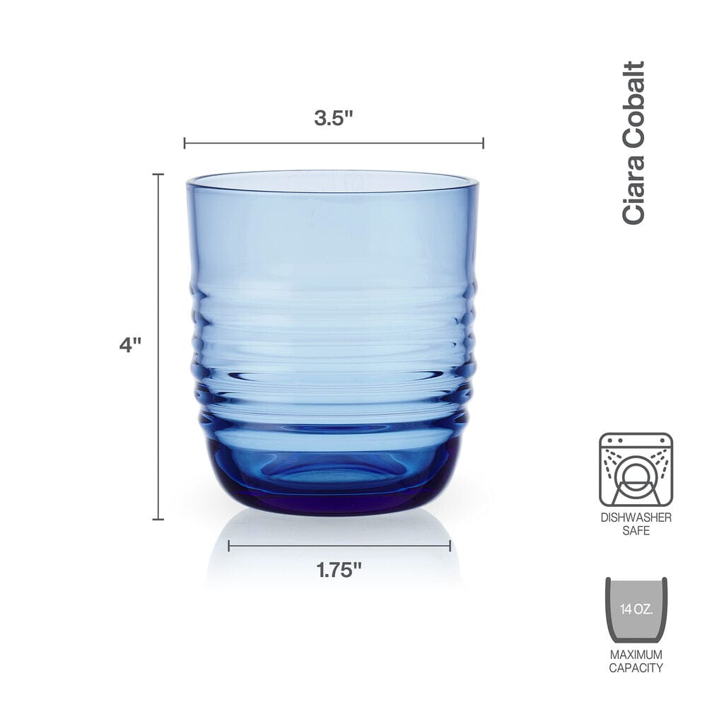 Ciara Cobalt Set of 4 Double Old Fashioned Whiskey Glasses - Image 3