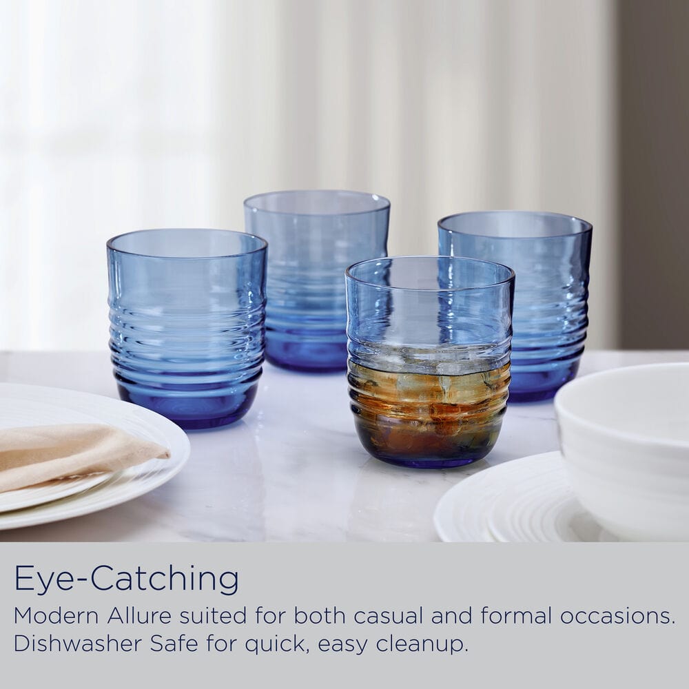 Ciara Cobalt Set of 4 Double Old Fashioned Whiskey Glasses - Image 7
