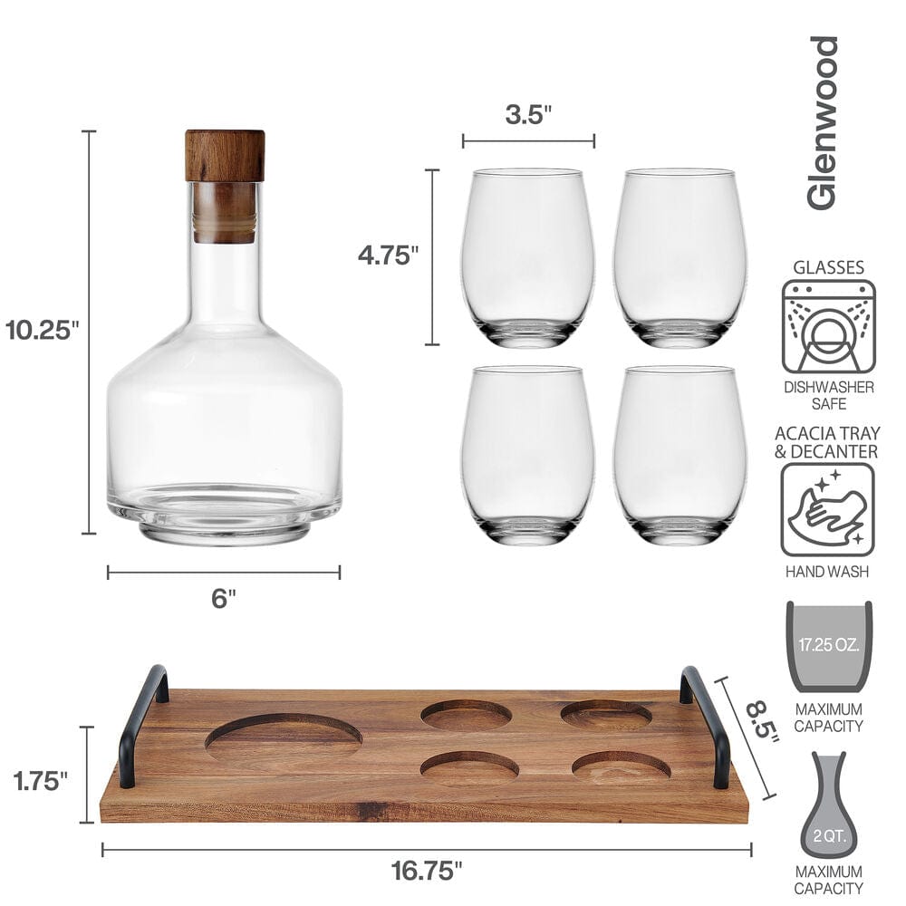 Glenwood 7 Piece Stemless Wine and Decanter Set - Image 3