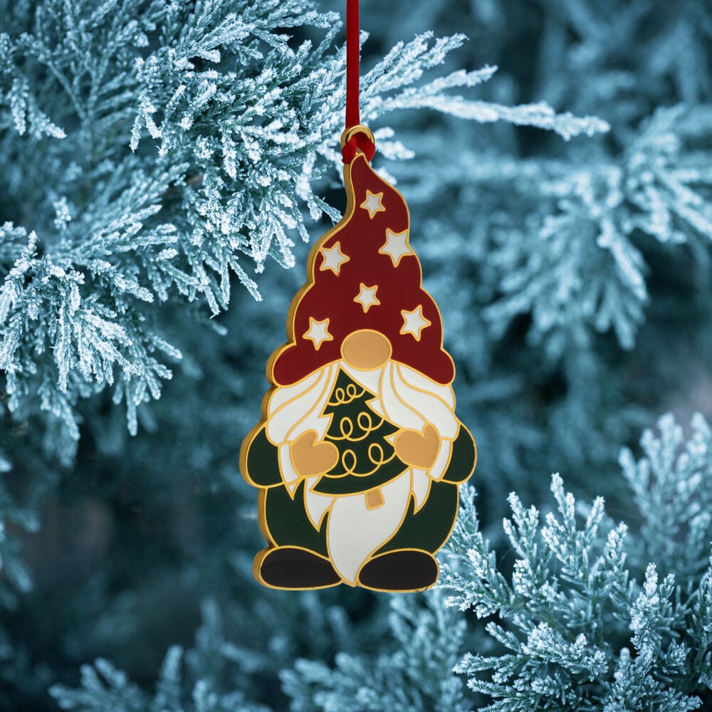 2024 Gold Plate & Enameled Wonders of Christmas 15th Edition Gnome Ornament - Image 2