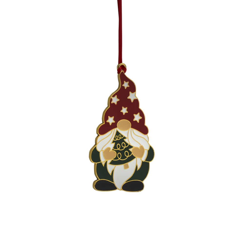 2024 Gold Plate & Enameled Wonders of Christmas 15th Edition Gnome Ornament - Image 3