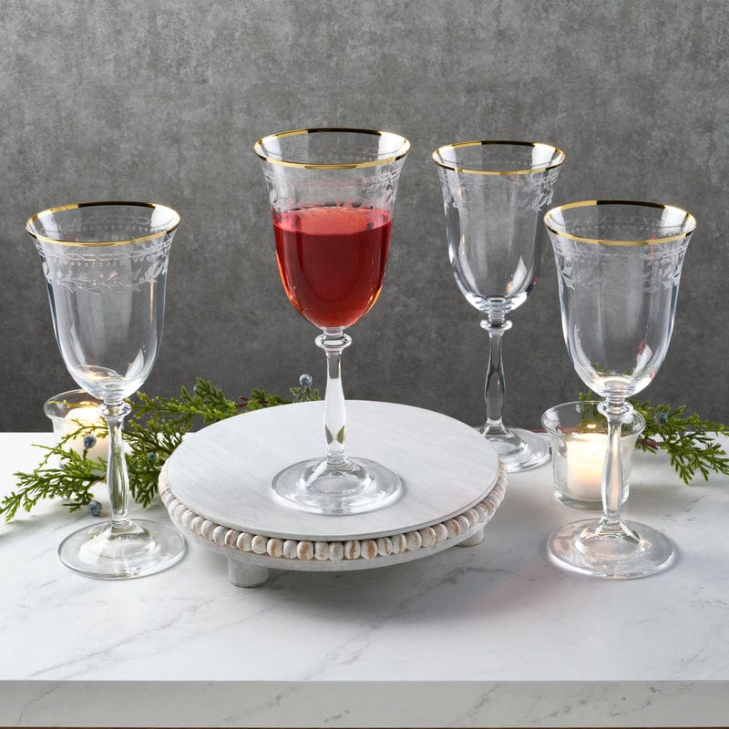 Holiday Traditions Gold Rim Set of 4 Red Wine Glasses - Image 2