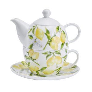 Lemons Teacup and Tea Server Set for One