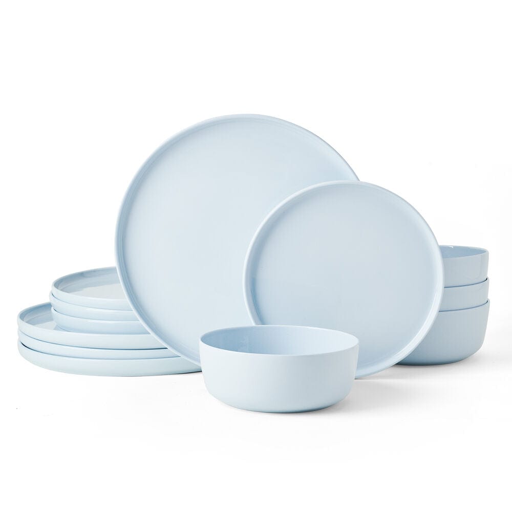 Madison 12 Piece Misty Blue Dinnerware Set. Service for 4