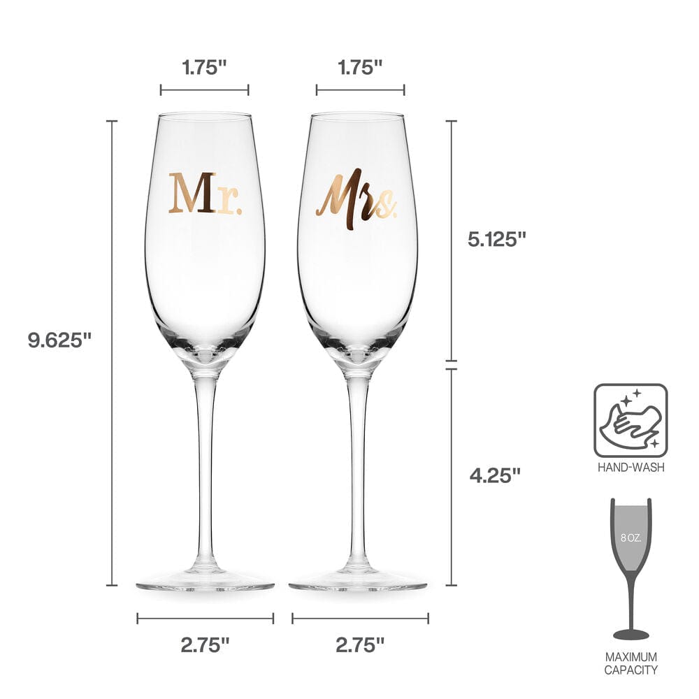 Mr. and Mrs. Set of 2 Champagne Toasting Flute Glasses - Image 4