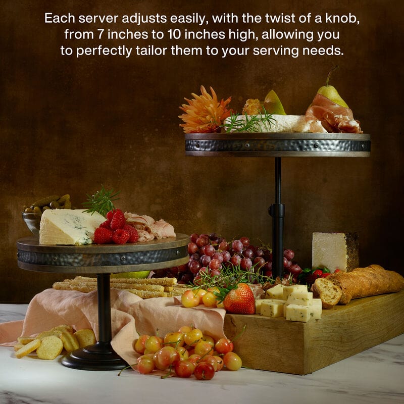 Rustic Set of 2 Adjustable Serving Platter Cake Stands - Image 8