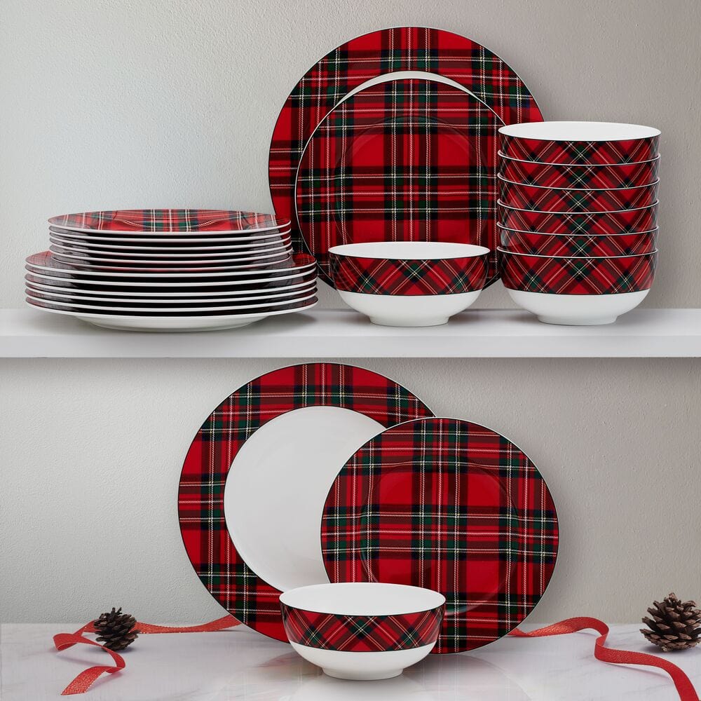 Tartan Red 24 Piece Dinnerware Set. Service for 8 - Image 2