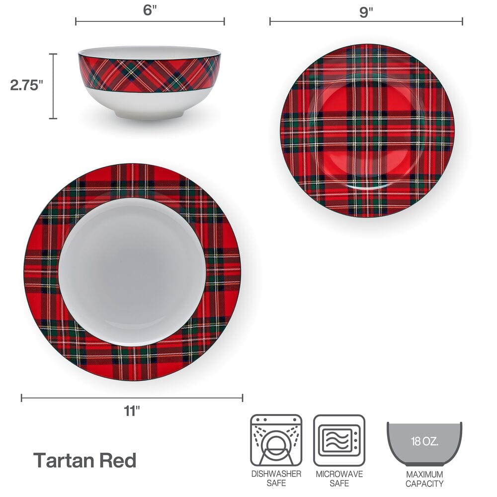Tartan Red 24 Piece Dinnerware Set. Service for 8 - Image 3