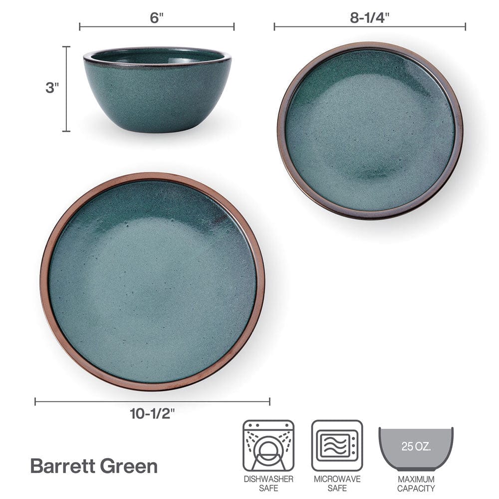 Barrett Green 12 Piece Dinnerware Set. Service for 4 - Image 4