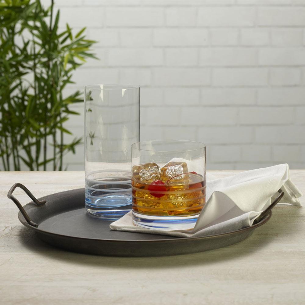 Cal Blue Ombre Set of 4 Double Old Fashioned Whiskey Glasses - Image 2