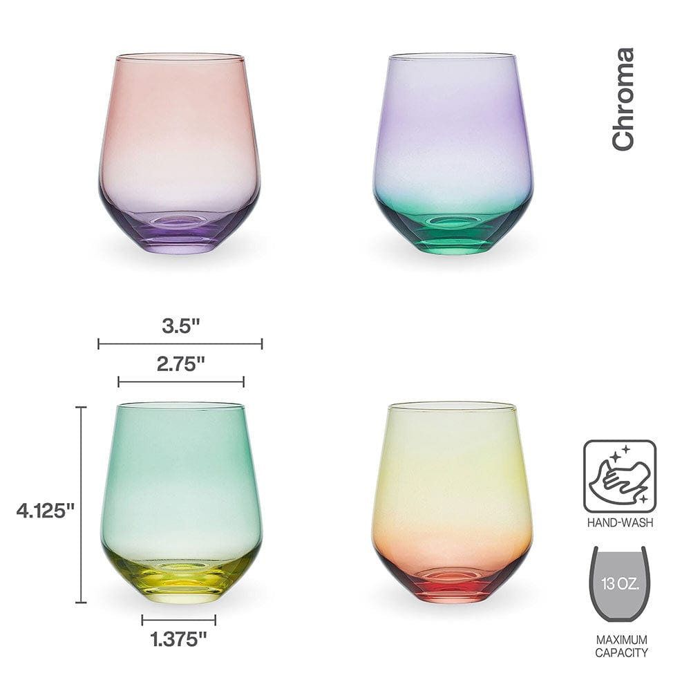 Chroma Set of 4 Stemless Wine Glasses - Image 3