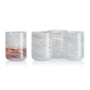 Color Swirl Gray Set of 4 Double Old Fashioned Glasses