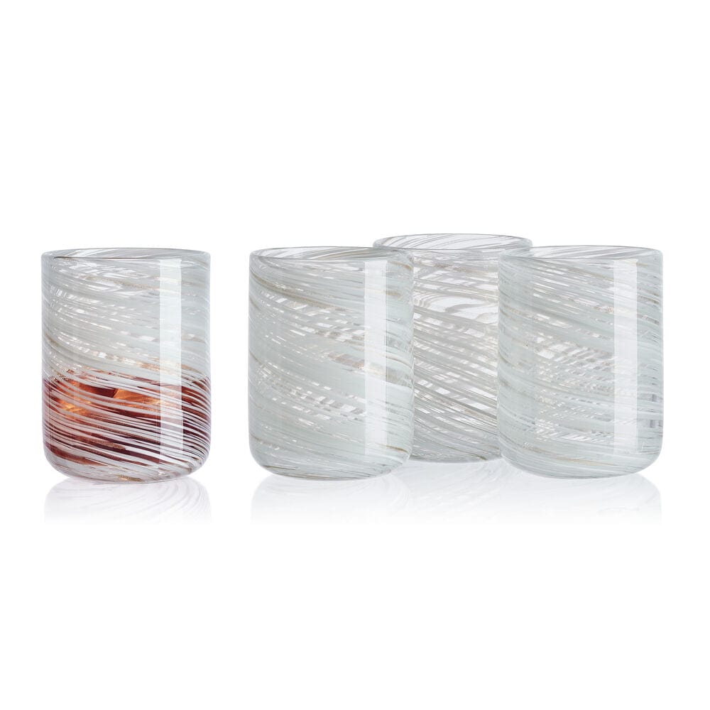 Color Swirl Gray Set of 4 Double Old Fashioned Glasses