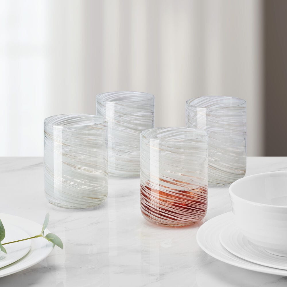 Color Swirl Gray Set of 4 Double Old Fashioned Glasses - Image 2