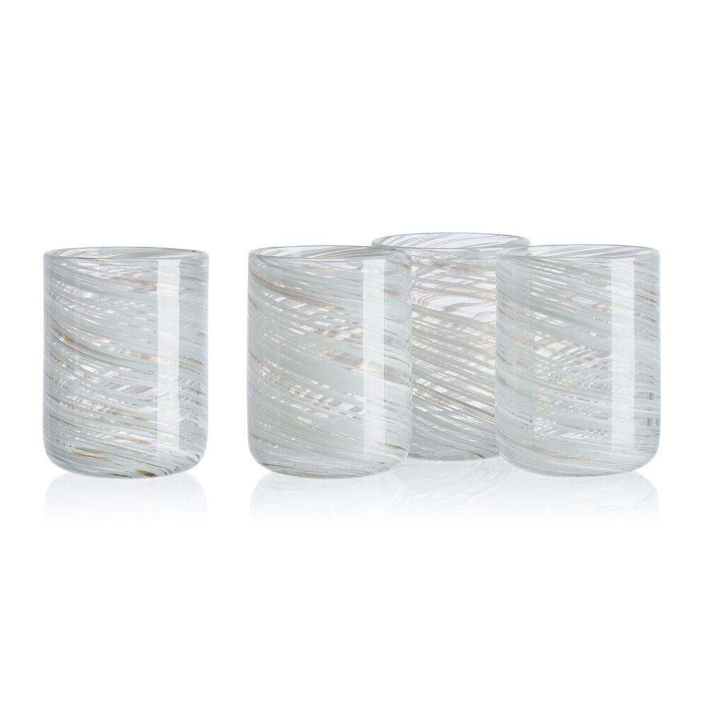 Color Swirl Gray Set of 4 Double Old Fashioned Glasses - Image 4