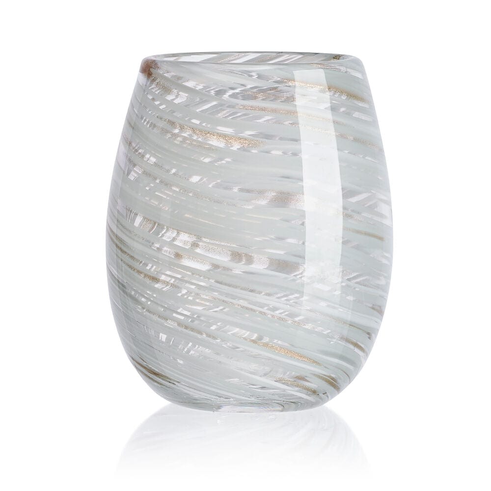 Color Swirl Gray Set of 4 Stemless Wine Glasses - Image 4