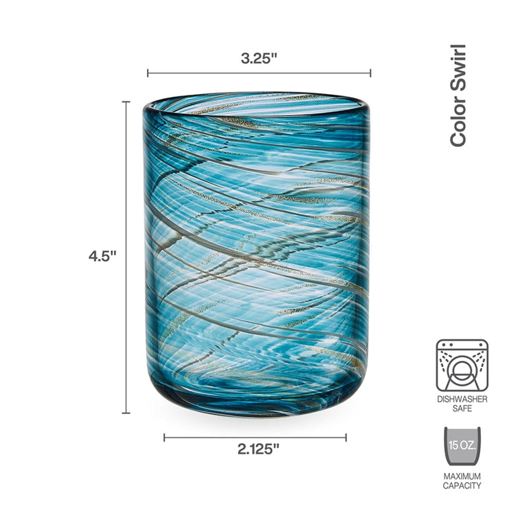 Color Swirl Set of 4 Double Old Fashioned Glasses - Image 3