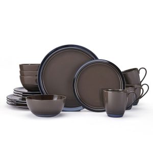Elura Espresso 16 Piece Dinnerware Set. Service for 4