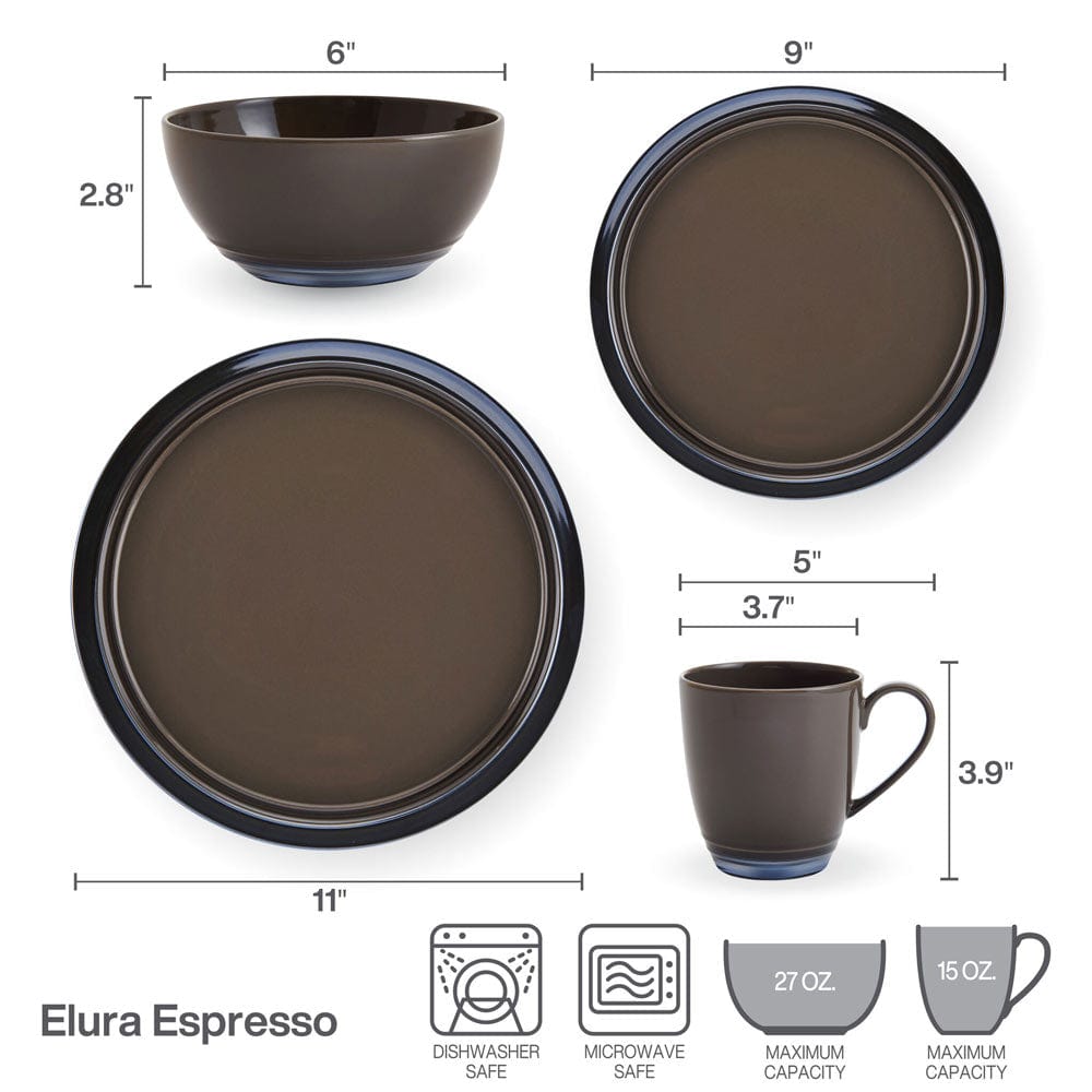 Elura Espresso 16 Piece Dinnerware Set. Service for 4 - Image 5