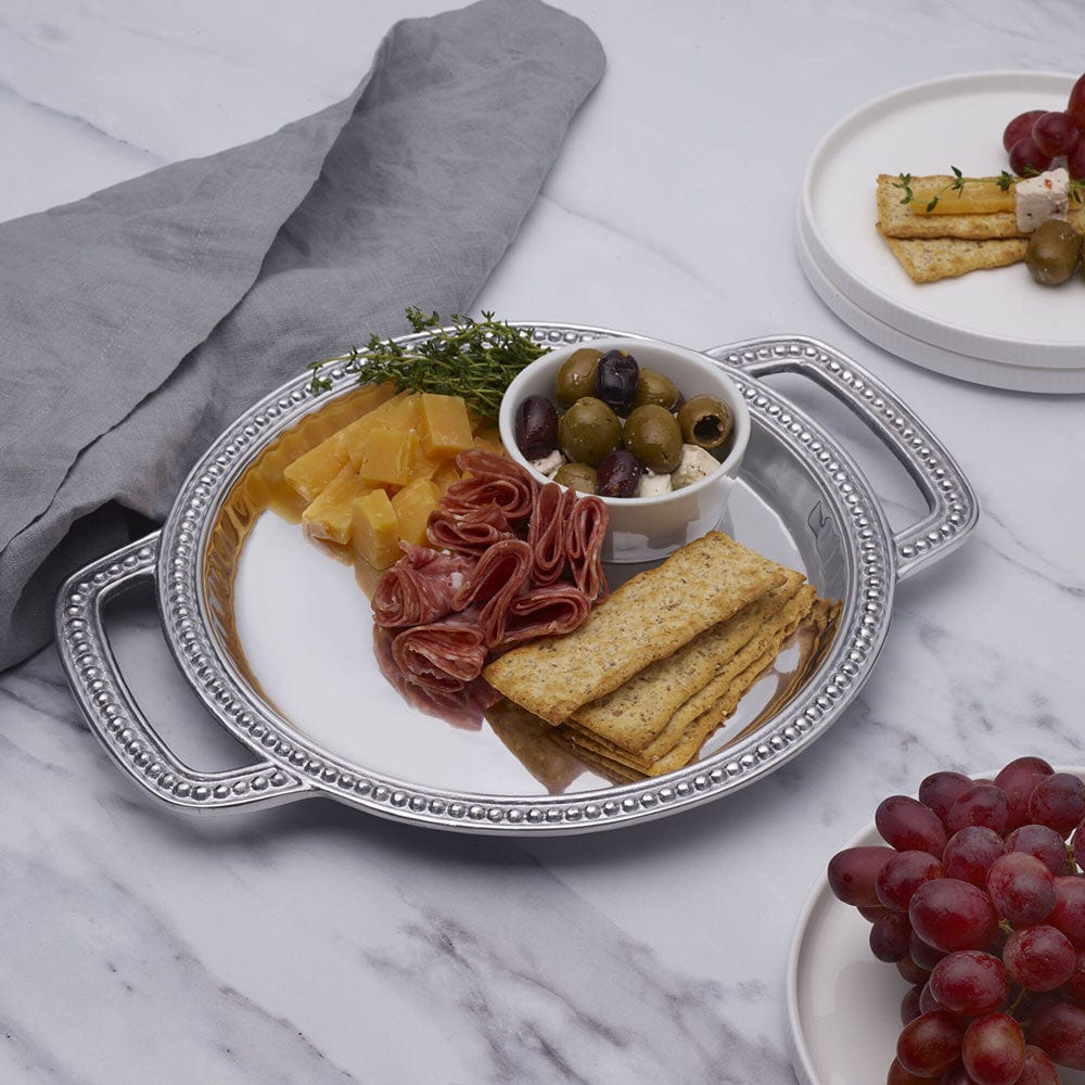 Flutes & Pearls Small Round Handled Tray - Image 2