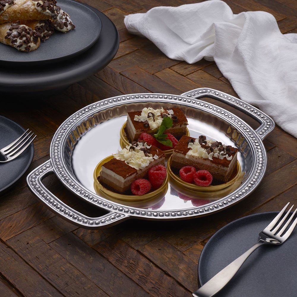 Flutes & Pearls Small Round Handled Tray - Image 3