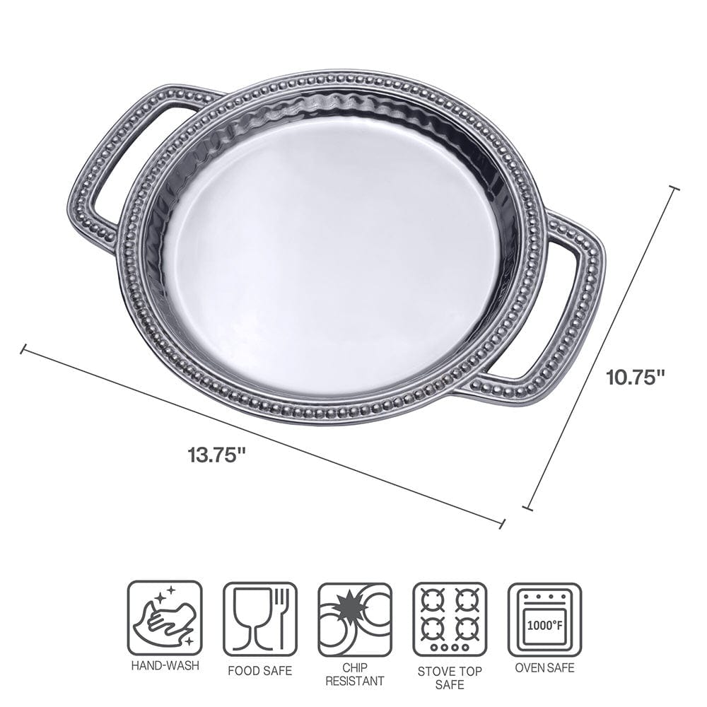 Flutes & Pearls Small Round Handled Tray - Image 5