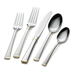 Gold Accent Harmony 65 Piece Flatware Set. Service for 12